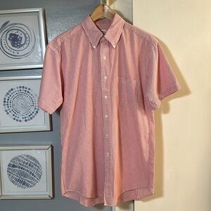 Bobbie Brooks Men’s Red/White Striped Short Sleeve Button Up Top Size M